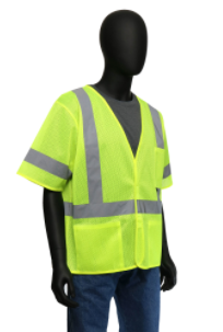 West Chester 4X-Large Lime 100% Polyester Class 3 Economy Vest With Hook & Loop Front