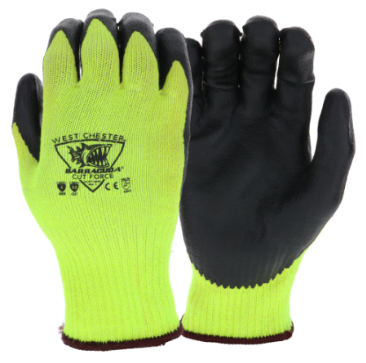 West Chester Barracuda 10 Gauge Yellow A8 Cut Resistant Black Nitrile Foam Coated Gloves