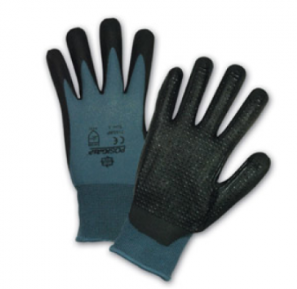West Chester Black Bi-Polymer Coated/Dotted Palm Gray Nylon Gloves
