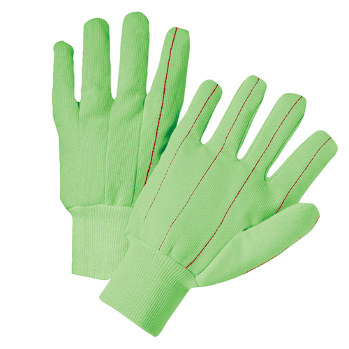 West Chester K81SCNCGRI Hi Vis Corded Double-Palm Poly/Cotton Gloves Green