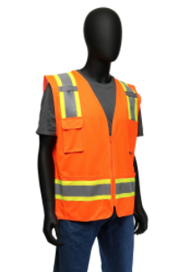 West Chester Large 100% Polyester Orange Class 2 Surveyor Vest With Two-Tone Tape, Zipper Front