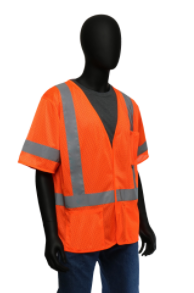 West Chester Large Orange 100% Polyester Class 3 Self Extinguising Vest With Hook & Loop Front