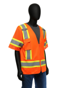 West Chester Large Orange 100% Polyester Class 3 Two-Toned Surveyor Vest With Zipper Front