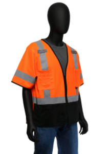 West Chester Large Orange/Black Bottom 100% Polyester Class 2 Color Block Surveyor Vest With Zipper Front