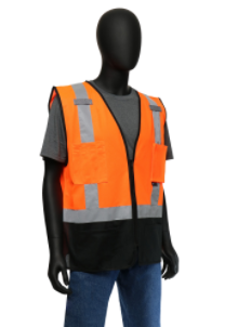 West Chester Large Orange/Black Bottom Class 2 Surveyor Vest With Zipper Front, 100% Polyester