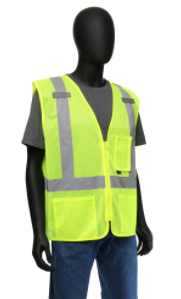 West Chester Large Lime Class 2 Standard Vest With Zipper Front, 100% Polyester