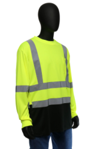West Chester Medium Lime/Black Bottom Class 3 Color Block Long Sleeve Shirt