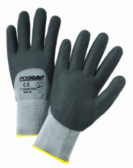 West Chester PosiGrip™ 15 Gauge Black Foam Dotted Nitrile Palm 3/4 Dipped Grey Nylon Gloves
