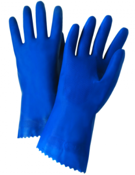 West Chester Posigrip 18 Mil Premium Unlined Blue Latex Chemical Resistant Gloves (Individually Packed)