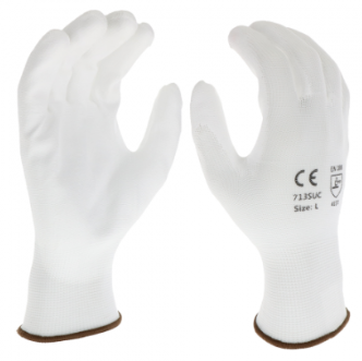 West Chester PosiGrip™ White PU Palm Coated White Nylon Gloves