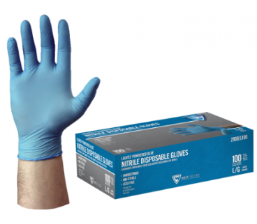 West Chester PosiShield™ 4 Mil Industrial Grade Lightly Powdered Blue Nitrile Gloves