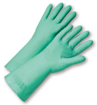 West Chester Standard 15 Mil Green Flock Lined Nitrile Chemical Resistant Gloves
