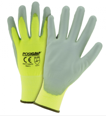 West Chester Yellow Hi-Viz PU Palm Coated Polyester Touch Screen Gloves