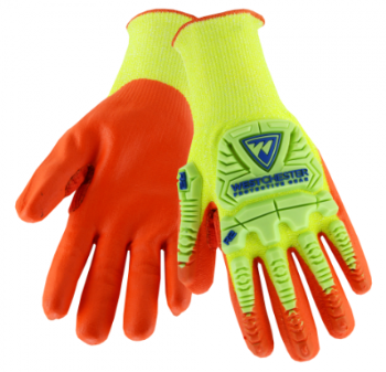 West Chester Yellow/Orange Hi-Vis HPPE Kevlar Reinforced Thumb Foam Nitirle Palm Coated Gloves